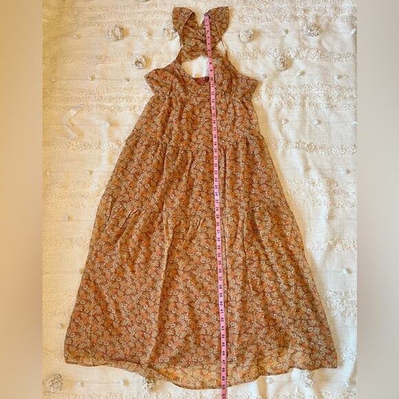 NWT Madewell Floral Georgette Ruffle Sleeve Tiered Midi Dress size 4 - Picture 8 of 11